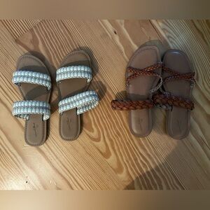Universal Thread Braided Strap Sandals - Cream and Brown